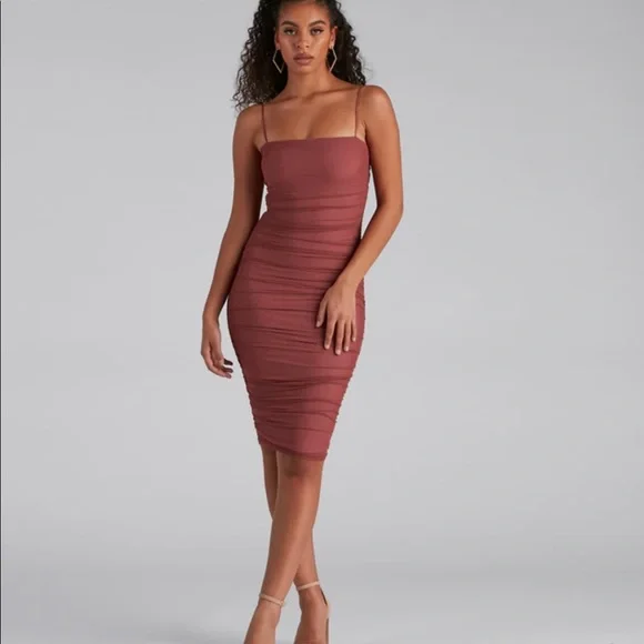 knee length dresses for ladies Sweet As Honey Floral Midi Dress Caramel / L